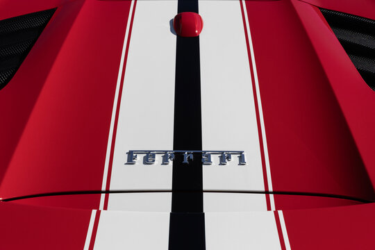 Ferrari 488 Spider sports car at a dealership. Ferrari offered the 488 Spider with a 3.9L Twin-Turbo V8 engine. MY:2018
