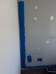 Repair, painting of walls in a room, painting a wall, Blue walls