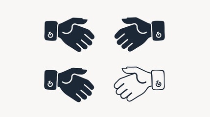 Obraz premium Illustration of four hands interacting, two dark and one light. Stylized. Handshake concept