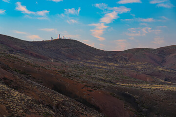 Teide Observatory in the first rays of the sun. Canary Islands. Tenerife.