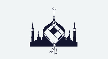 Fototapeta premium Islamic Lantern with Crescent Moon Symbol.