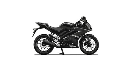 Obraz premium Stylized illustration of a black yamaha r15 motorcycle with detailed line work