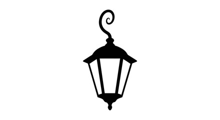A simple black silhouette of a vintage outdoor hanging lantern © LensLegend Studio