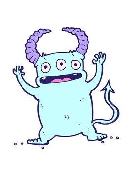 pixelize effect animation of cartoon little devil