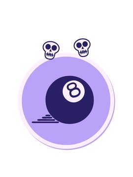 spinning skulls animation of sticker of tattoo in traditional style of 8 ball