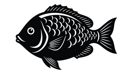 Black and white illustration of a stylized fish with distinctive markings Vector