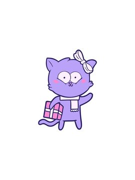 starburst effect animation of cartoon of a neon cat