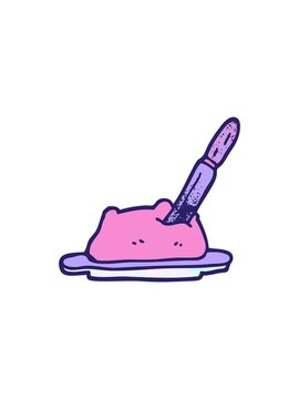 splitting effect animation of doodle of a butter and knife