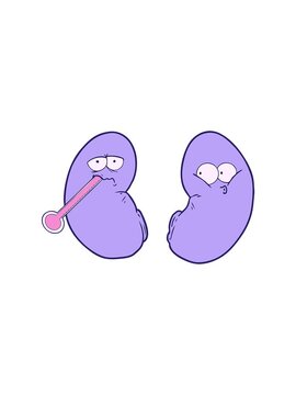popping motion animation of cartoon unhealthy kidney