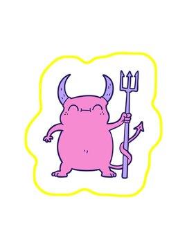 radioactive glowing animation of cartoon little devil design