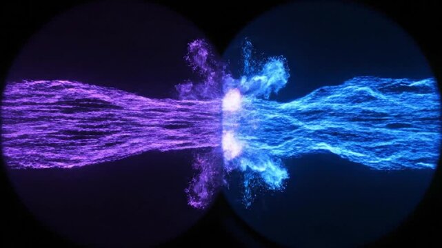 Dynamic purple and blue energy fields observed through twin circular scopes