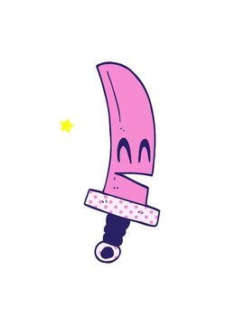 twinkling stars effect animation of cartoon doodle happy magical sword