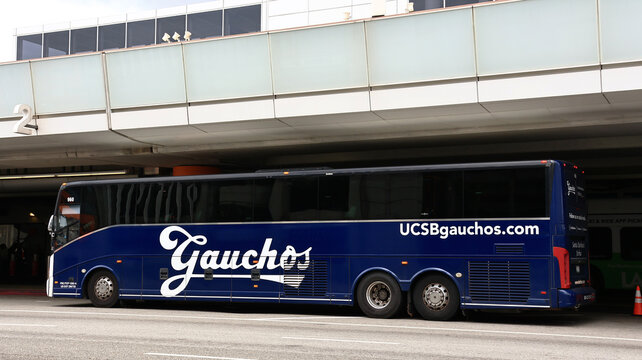 Los Angeles, California &ndash; November 20, 2025: UCSB Gauchos bus parked at LAX Los Angeles International Airport