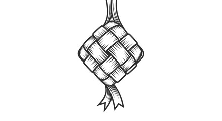 Obraz premium Hand drawn ketupat illustration with woven design.
