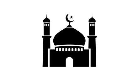 Mosque Silhouette with Crescent Moon Symbol. © Pengki