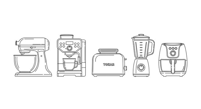 Kitchen Appliances Lineup Illustration.