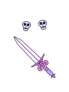 spinning skulls animation of image of a dagger