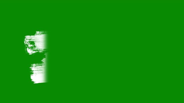 White hand painted ink brush strokes isolated on green background for easy keying and post-production use