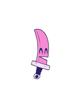 starburst effect animation of cartoon doodle happy magical sword