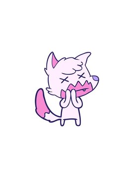 flashy sales animation of cartoon dead fox