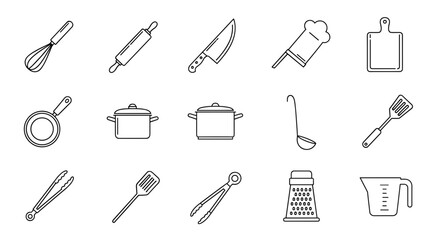 Collection of Kitchen Utensils and Appliances Icons.