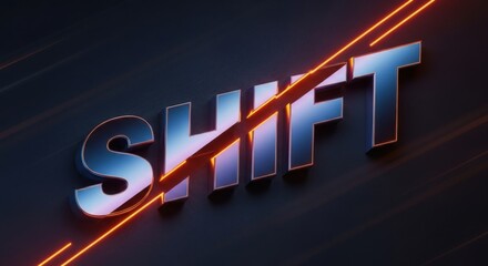 Bold SHIFT Text with Orange Diagonal Line on Dark Background.