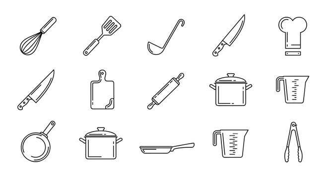 Collection of Kitchen Utensils and Cooking Tools.