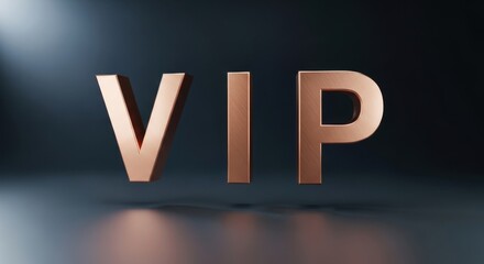 Elegant VIP Letters in Gold on Dark Background, Luxury Concept.