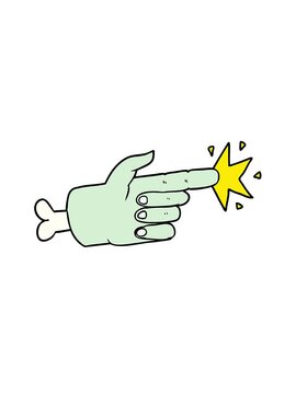 attention grabbing animation of cartoon zombie hand pointing