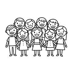 Fototapeta premium Group of happy children holding hands and smiling together - Concept of Easter 