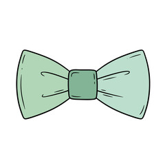 Naklejka premium Mint green bow tie in simple doodle style 
