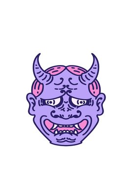 bobbing motion animation of a japanese theatre kabuki oni mask