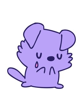 jiggle and pause animation of cartoon of a sad little puppy crying