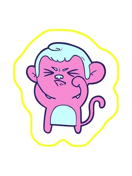 radioactive glowing animation of cartoon angry monkey
