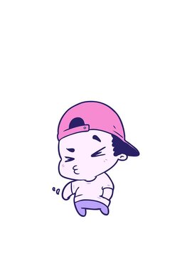 stretching up animation of cartoon cool kid