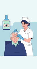 A Nurse Administering Eye Drops to an Elderly Patient for Vision Treatment and Healthcare