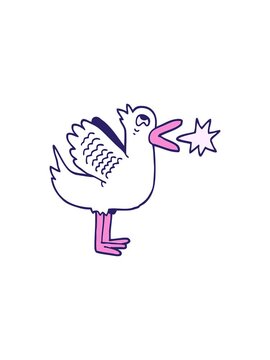 splitting effect animation of cartoon doodle flapping duck