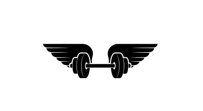 Creative Fitness Logo with Winged Dumbbell Design for Sports Brand