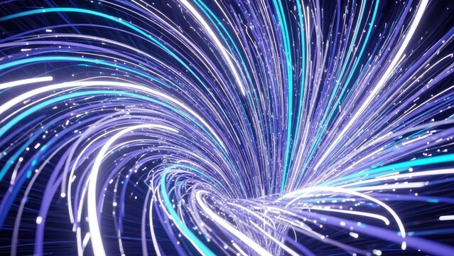 A vibrant abstract image of swirling purple and blue lights