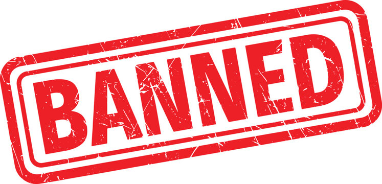 BANNED red rubber stamp text