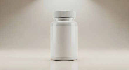 Clear plastic vitamin bottle with blank label, mockup for pharmaceutical branding