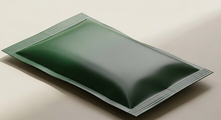 Minimalist dark green rectangular sachet with smooth surface for branding