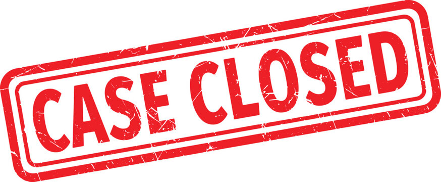 CASE CLOSED red rubber stamp text