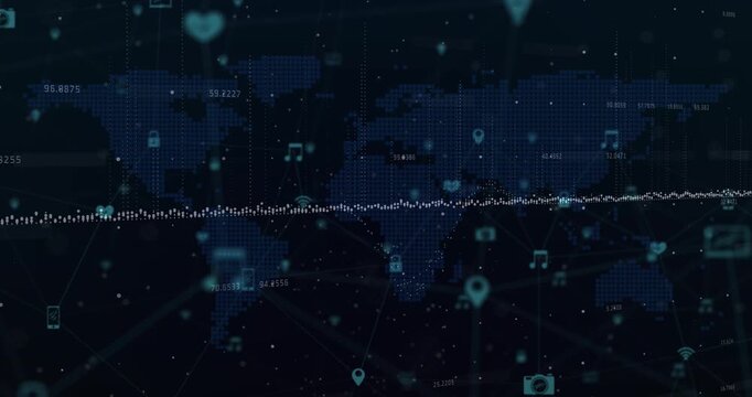 Animation of molecules over glowing blue grid