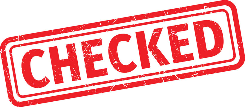 CHECKED red rubber stamp text