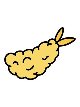 neon light effect animation of japanese tempura fried shimp snack