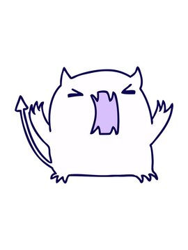 neon light effect animation of cartoon illustration of a cute kawaii devil