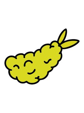 changing color animation of japanese tempura fried shimp snack