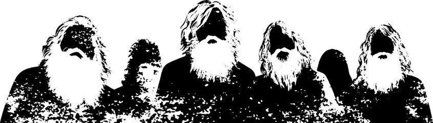 Obraz premium Abstract grunge stencil of bearded figures in high contrast art