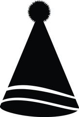 Fototapeta premium Black santa hat with white trim and pom pom